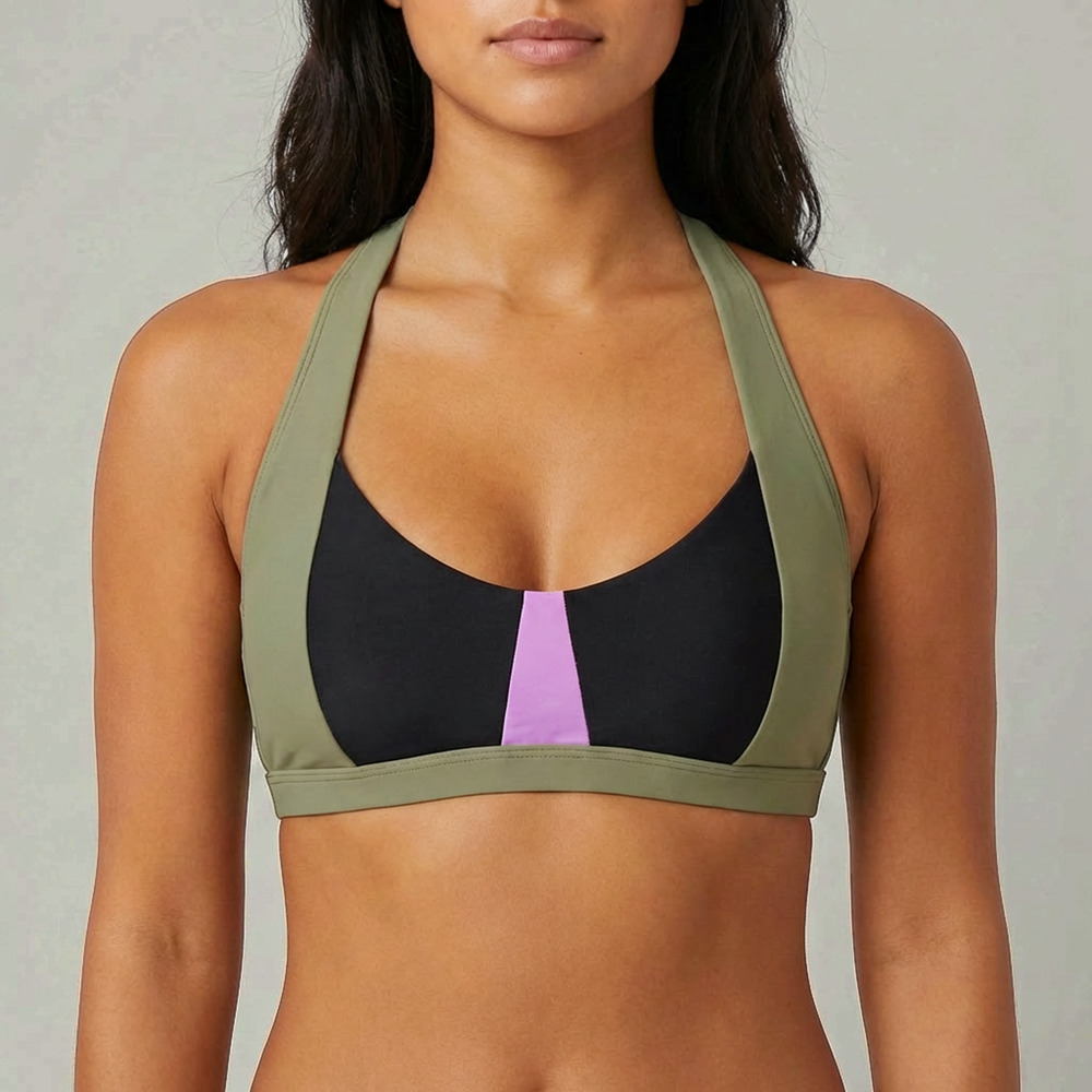 Prana Tulum Top Bikini Womens Size XS Black Color Block Swimwear NWT